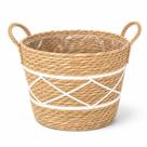 Cesto Organizador Decorativo Redondo Palha Cachepot Com Alça Multiuso 29cm