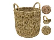 Cesto Organizador Decorativo Trançado Em Fibra Natural Alça Seagrass Grande Multiuso Cesto Organizador Decorativo Trançado Em Fibra Natural Alça Seagrass Grande Multiuso
