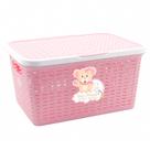 Cesto Organizador Infantil Rosa 7,5L Com Tampa Para Fraldas Roupas E Acessórios
