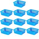 Cesto Organizador Kit 10 Peças 16x12x6Cm Pequeno Branco Transparente Azul Rosa Cor:Azul