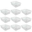 Cesto Organizador Kit 10 Peças 16x12x6Cm Pequeno Branco Transparente Azul Rosa Cor:Branco Cesto Organizador Kit 10 Peças 16x12x6Cm Pequeno Branco Transparente Azul Rosa Cor:Branco