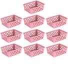 Cesto Organizador Kit 10 Peças 16x12x6Cm Pequeno Branco Transparente Azul Rosa