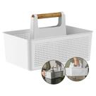 Cesto Organizador Multiuso Alça Bambu 8L Lavanderia Branco