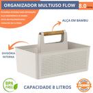 Cesto Organizador Multiuso Flow 8L Com Alça Divisória Empilhável Lavanderia Ou