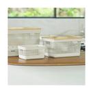 Cesto Organizador OU Grid com Tampa de Bambu 8 Litros Bege