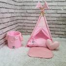 Cesto Organizador Pet Cama cabana Rosa Colchão Quadrado P