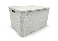 Cesto Organizador Rattan 20 Litros C/ Tampa Branco Arqplast Cesto Organizador Rattan 20 Litros C/ Tampa Branco Arqplast