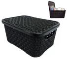 Cesto Organizador Rattan Caixa Multiuso Com Tampa 8 Litros