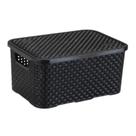 Cesto Organizador Rattan Médio C/ Tampa - Nitron Preto Cesto Organizador Rattan Médio C/ Tampa - Nitron Preto