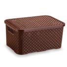 Cesto organizador rattan medio com tampa