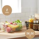 Cesto Organizador Telado com Alça de Madeira Retangular para Alimentos e Utensílios Preto e Branco Multiuso
