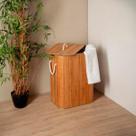 Cesto para Lavanderia de Bambu com Tampa Natural 40x30x57cm