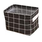 Cesto para Organização Quadriculado feito em Linho 20,5 x 16 x 14cm Dobrável