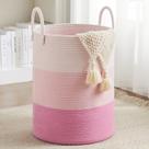Cesto para ropa Fiona's Magic 58L con cuerda de algodón rosa