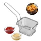 Cesto Peneira Para Fritura Em Inox Para Servir Porções de Fritas, Nuggets, Aperitivos Para Bar