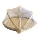 Cesto Porta Pão Bolo Pães Cobertura Tela Retrátil Bambu 30cm