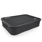 Cesto Rattan Baixo Com Tampa Grande Preto 7 Litros