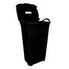 Cesto Rattan COM Tampa Basculada Preto 50 litros PRETO PARA ROUPAS LAVANDERIA