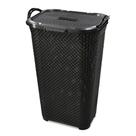 Cesto Rattan Grande C/ Tampa Basculada Preto 50 Litros Arqplast