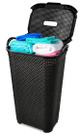 Cesto Rattan Grande C/ Tampa Basculada Preto Arqplast