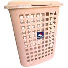 Cesto Rosa Claro Telado Tampa 60L Organização Quarto Bebê Lar