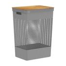 Cesto Roupa Grid Chumbo 49 L Tampa Bambu 38 X 28 X 55,6 Cm