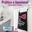 Cesto Roupa Suja Para Porta Dobrável 25L Preto Organizador