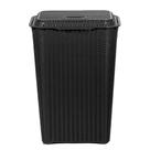 Cesto Roupa Suja Retangular 72 Lts Rattan Com Tampa Preto