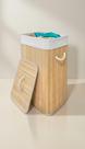 Cesto Roupas Bambu C/ Tampa Forro 70L Retangular