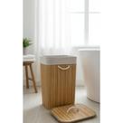 Cesto Roupas Sujas Bambu Retangular Grande Forrado Natural