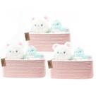 Cestos de Almacenamiento COMFY-HOMI 29x19x12 cm Cuerda de Algodón Rosa Paquete de 3