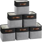 Cestos de armazenamento com acabamento Bo Cube, pacote com 6, 28 x 28 cm (preto/cinza)