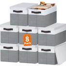 Cestos de armazenamento Criusia Extra Large de 33 litros com tampas, pacote com 8 unidades, brancos