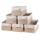 Cestos de Armazenamento de Tecido Bidtakay (6 Unidades) - Bege - 30x20x13cm