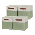 Cestos de armazenamento HNZIGE Fabric Cube 11x11cm Conjunto de 4 verdes e brancos