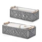 Cestos de armazenamento Mkono Macrame, tecido feito à mão, conjunto de 2, cinza