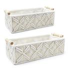 Cestos de armazenamento Nonam Macrame Boho Decor, conjunto de 2 tecidos brancos