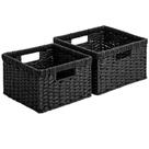 Cestos de armazenamento StorageWorks Wicker Paper Rope Black, pacote com 2 unidades