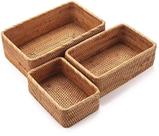 Cestos de armazenamento YANGQIHOME Rattan Retangulares Conjunto de 3