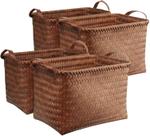 Cestos de roupa suja BROWNLILY de plástico impermeável tecido à mão (pacote com 4)