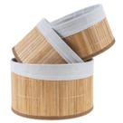 Cestos Organizadores Bambu Natural Kit 3 Com Forro Para Banheiro Cozinha Closet