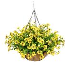 Cestos suspensos artificiais Learant com flores de 30 cm amarelos