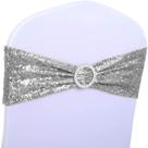Chair Sashes SINSSOWL Sequin Silver Spandex, pacote com 100
