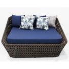 Chaise Concha Quadrada De Fibra Sintética Para Varanda Marrom Azul