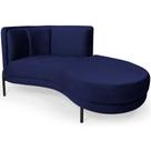 Chaise Direito Sala de Estar Penélope Base Preto Veludo Azul Escuro - Nexta Casa Chaise Direito Sala de Estar Penélope Base Preto Veludo Azul Escuro - Nexta Casa