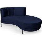 Chaise Direito Sala de Estar Penélope Base Preto Veludo Azul Marinho - Nexta Casa