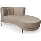 Chaise Direito Sala de Estar Penélope Base Preto Veludo Bege Claro - Nexta Casa Chaise Direito Sala de Estar Penélope Base Preto Veludo Bege Claro - Nexta Casa