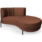 Chaise Direito Sala de Estar Penélope Base Preto Veludo Terracota - Nexta Casa Chaise Direito Sala de Estar Penélope Base Preto Veludo Terracota - Nexta Casa