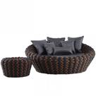 Chaise e Puff Monique em Trico Náutico Alumínio para Edícula, Piscina Verde Musgo Trama Original