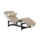 Chaise Lc-4 Cromada em Couro Natural Bege